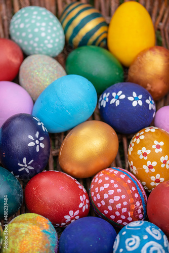 Beautiful colourful handmade easter eggs. Great idea to decorate your Easter eggs. Happy Easter.