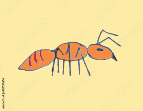 ant on yellow background