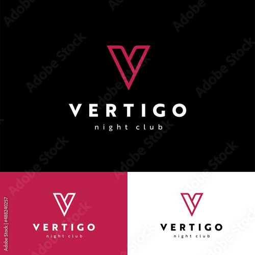 VERTIGO NIGHT CLUB logo can be used for businesses like Night Clubs, Bars, Cafeterias, Lounges, Music Events And Happenings,