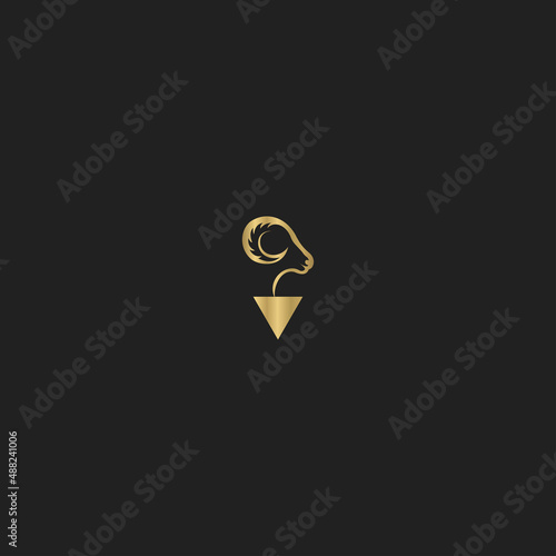 Animal ram big horn logo vector design template