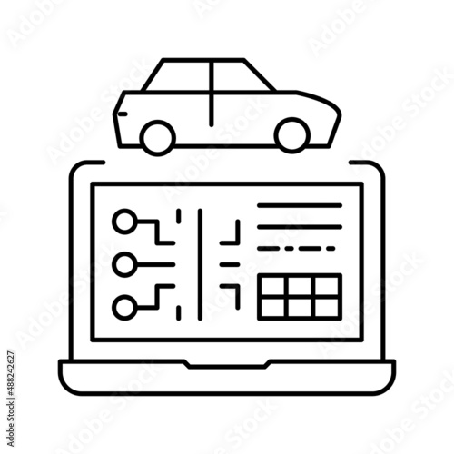 computer diagnostics line icon vector isolated illustration