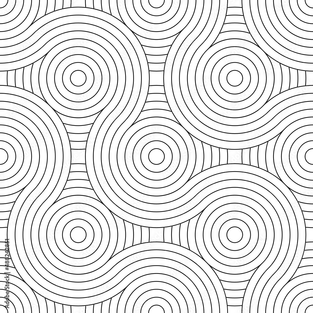 Vector seamless texture. Modern geometric background with circles.
