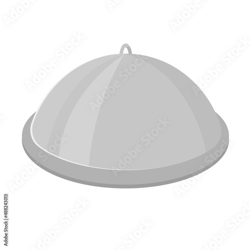 Cloche serving dish. Restaurant cover dome plate covers to keep food warm. Catering concept icon, vector illustration flat style simple image