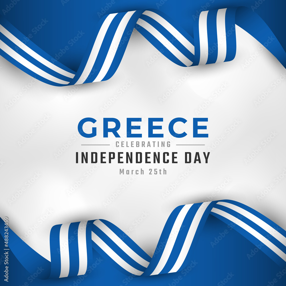 Obraz premium Happy Greece Independence Day March 25th Celebration Vector Design Illustration. Template for Poster, Banner, Advertising, Greeting Card or Print Design Element