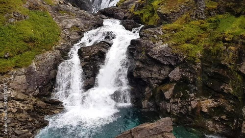 Kjosfossen waterfall in Aurland, Norway