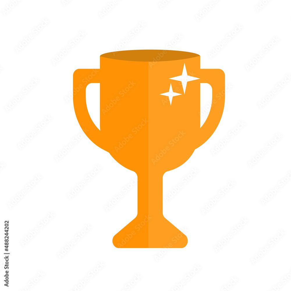 Cup of the winner on a white background. Orange flat icon for your design. Simple element Cup of the winner on a white background. Orange flat icon for your design. Simple element