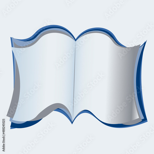 Illustration on a square background - open book, reading, literature. Design element of books, notebooks, postcards, interior items. Wallpapers, textiles, packaging, background for a website, mobile