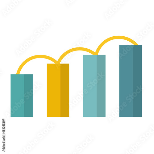 Growth and progress concept. Chart icon vector. Flat icon isolated on white background.