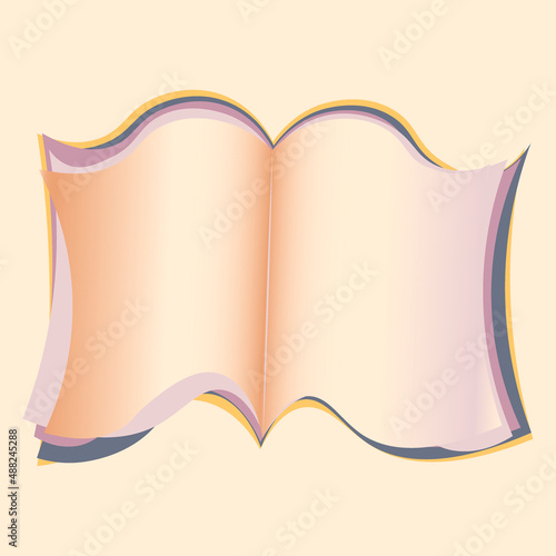 Illustration on a square background - open book, reading, literature. Design element of books, notebooks, postcards, interior items. Wallpapers, textiles, packaging, background for a website, mobile