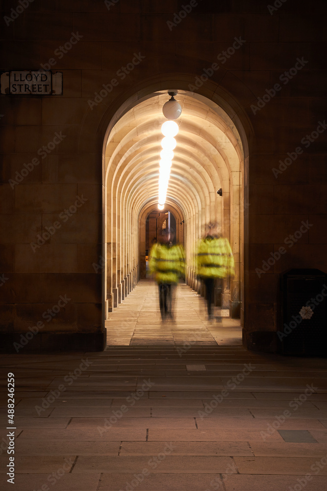 Long exposures through arches in Manchester