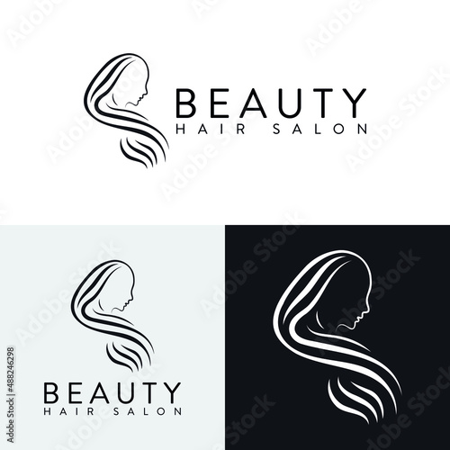 beauty hair salon logo design template