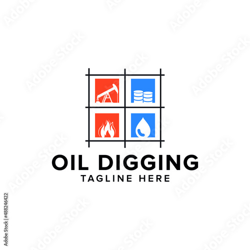 oil digging service logo design template