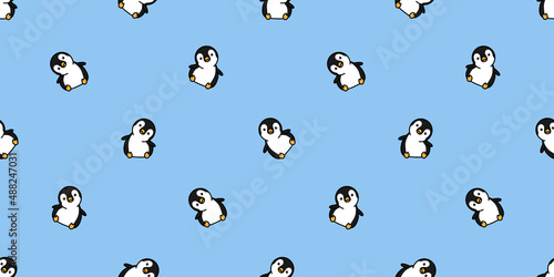 Cute penguin cartoon seamless pattern, vector illustration