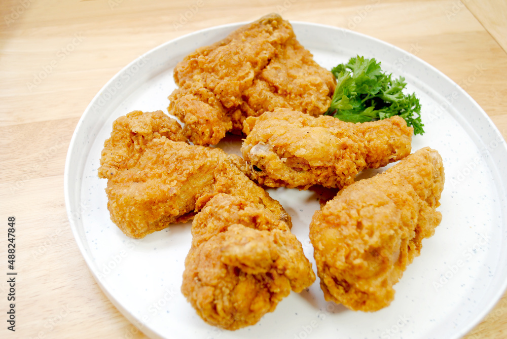 Southern Fried Chicken Pieces on a Plate Southern Fried Chicken Pieces on a Plate