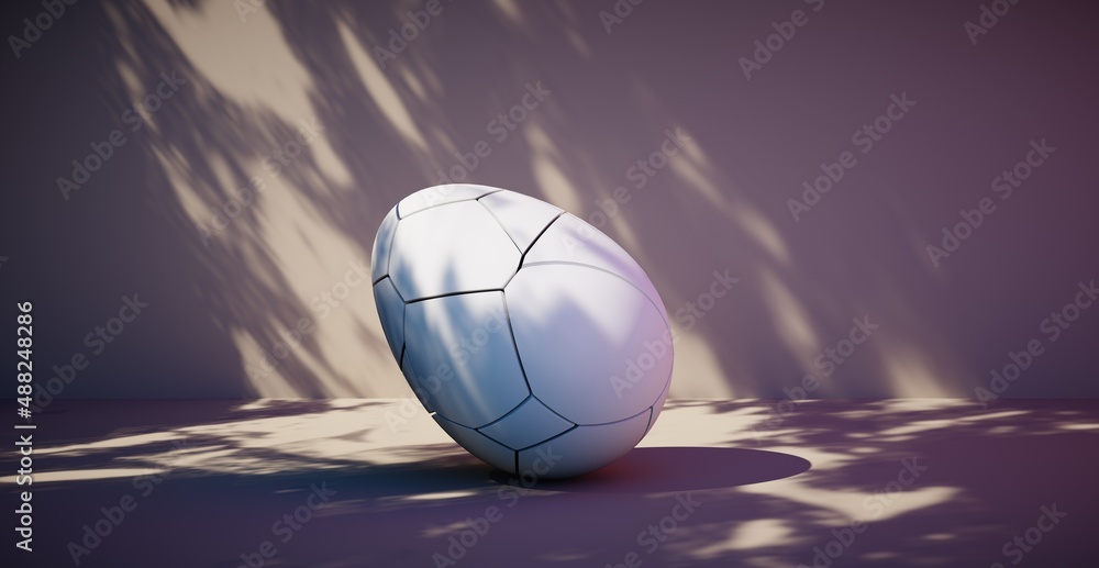 Bright blank background with egg. 3d rendering