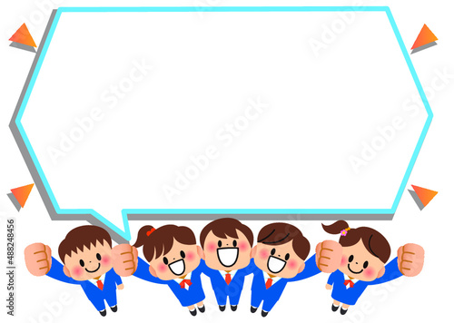 卒業式,入学式,高校生,中学生,フレーム,学校,友達,セット,フキダシ,高校,中学校,学生,新入生,ブレザー,スーツ,勉強,応援,タイトル,囲み,枠,広告,進学,元気,受験,受験勉強,卒業,入学,制服,子供,学割,塾,ガッツポーズ,合格,学校用プリント,イラスト,人物,全身,人,楽しい,かわいい,明るい,仲良し,集合,春,夏,秋,冬,笑顔,バンザイ