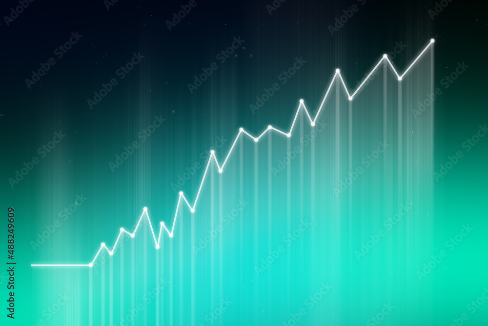 futuristic chart with upward movement on an abstract background. stock growth concept, cryptocurrency, stock market