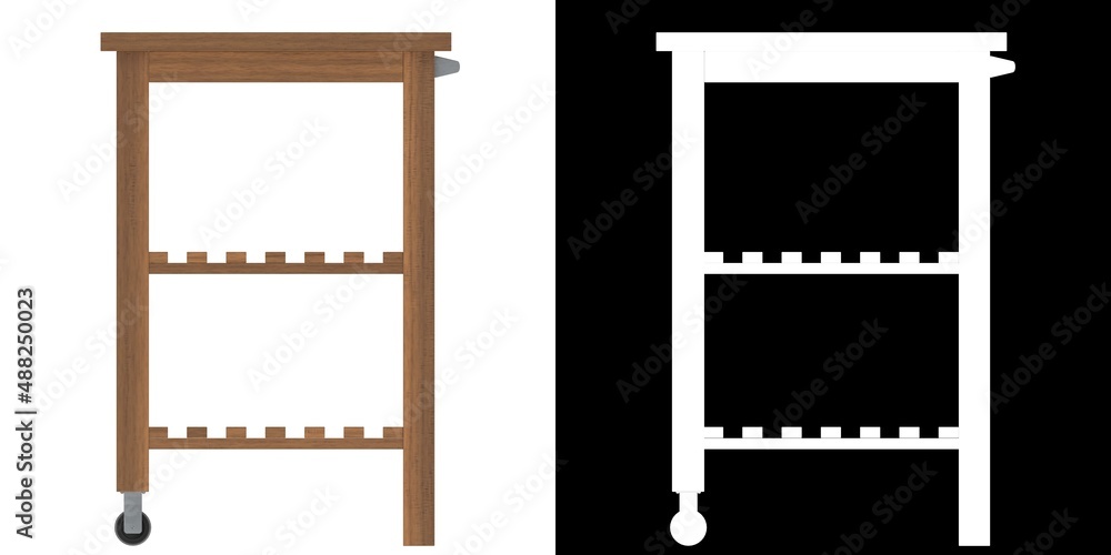 3D rendering illustration of a wooden trolley cart 3D rendering illustration of a wooden trolley cart