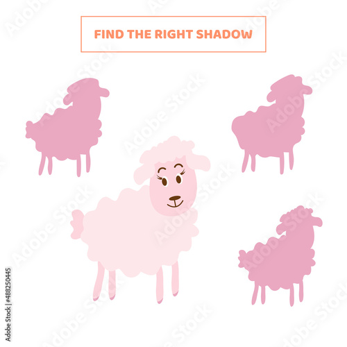 Find the right shadow for cartoon sheep.