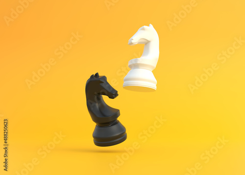 Foto Realistic knight on bright yellow background with copy space