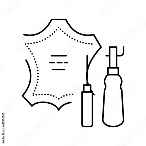 leatherworking material line icon vector isolated illustration