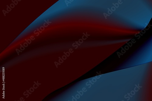  Abstract illustration of the movement of waves of different color spectrum of power and frequency in a burgundy background