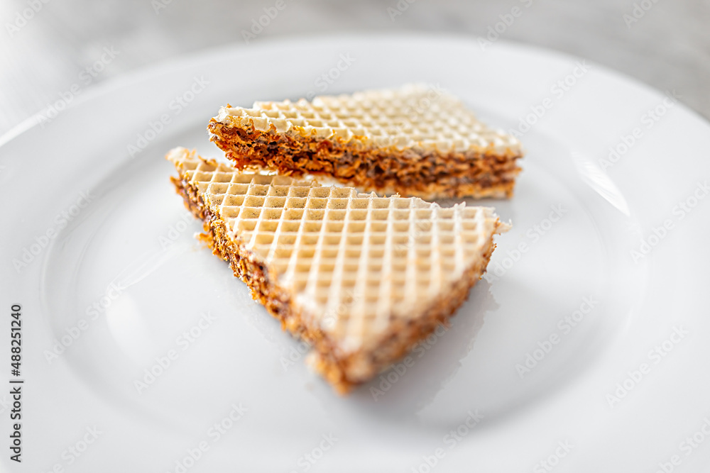 Wafer sheets with filling layers of condensed milk dulce de leche as