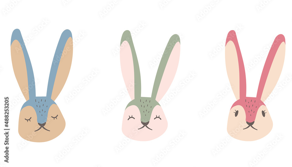 Easter colorful bunny rabbit set