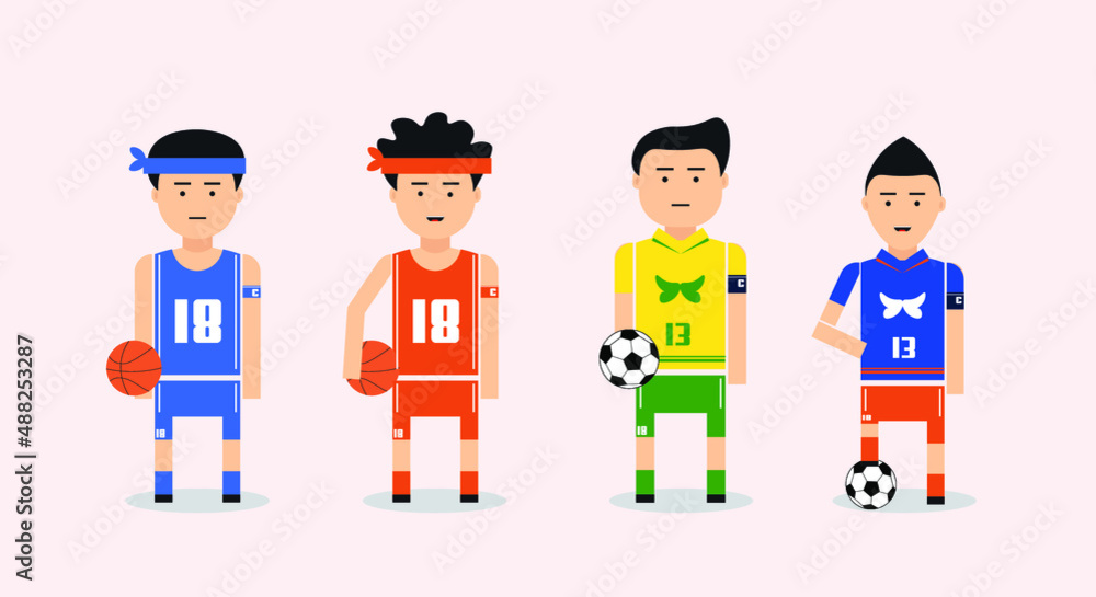 young football players cartoon character