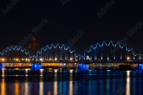 riga,railway bridge at night © fotofotofoto