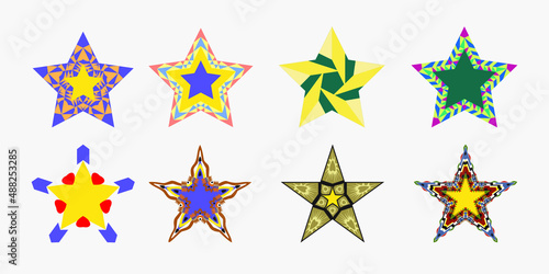 A set of stars  star icon. Flat design vector.