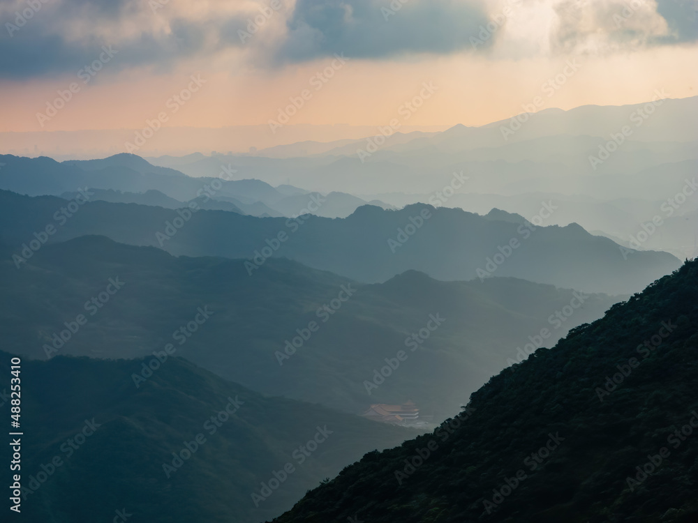 Beautiful sunset landscape around Shuangxi District area Beautiful sunset landscape around Shuangxi District area
