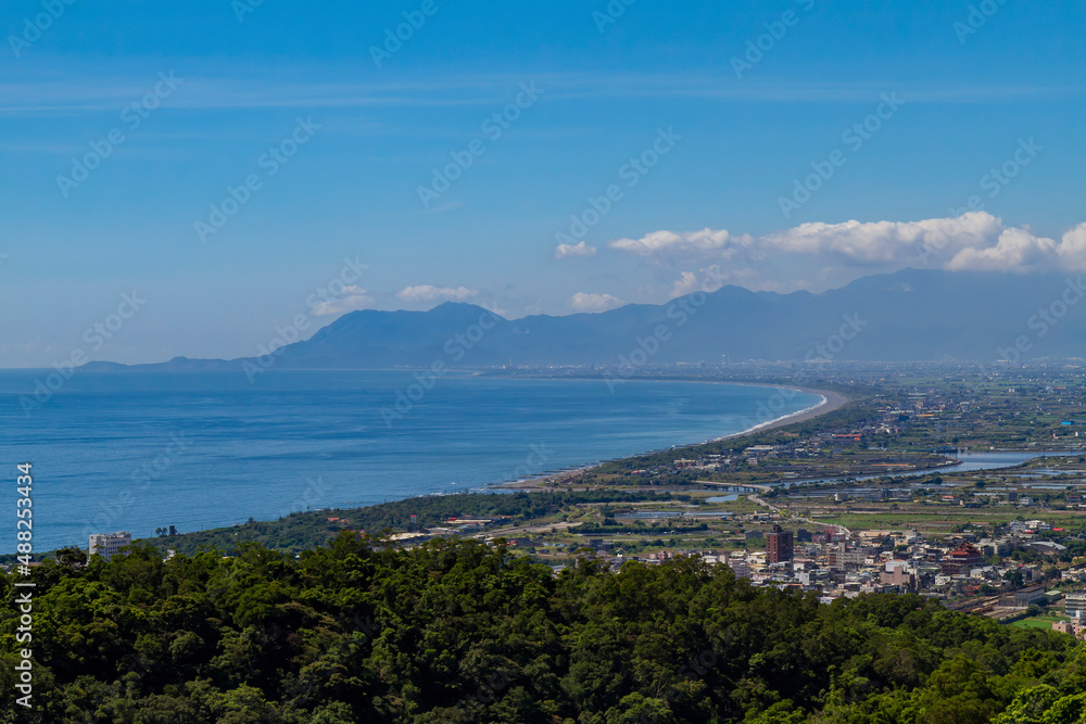 High angle view of the beautiful Yilan Plain and cityscape