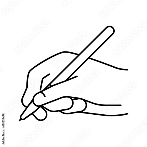 writing hand hold pen line icon vector illustration