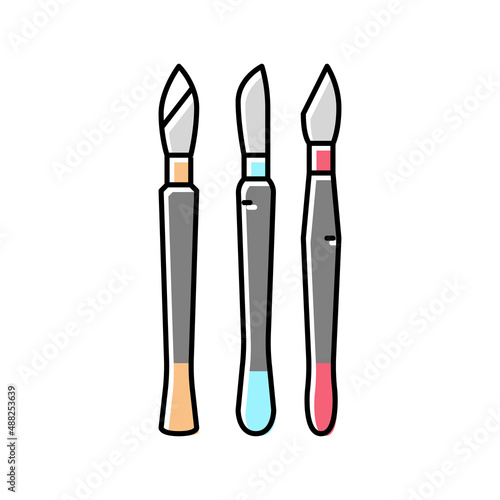knife medical color icon vector illustration