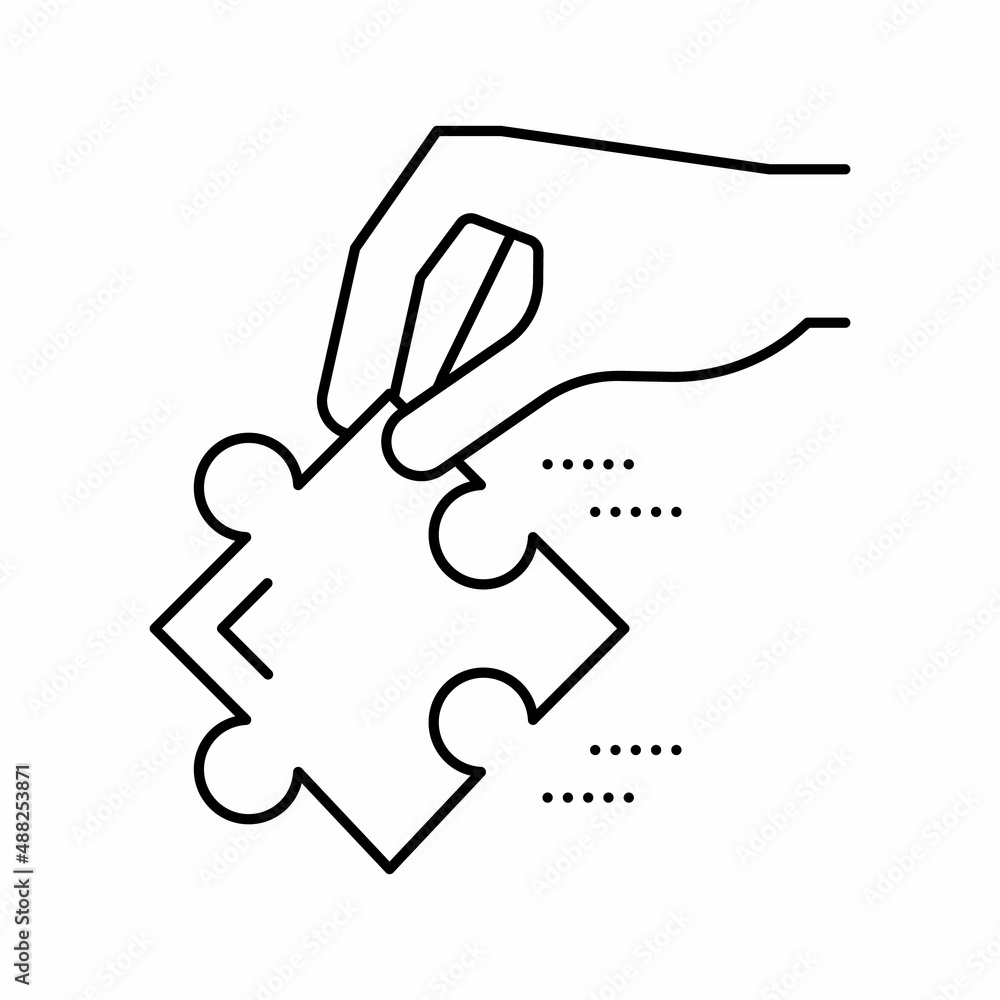 hand hold puzzle detail line icon vector illustration hand hold puzzle detail line icon vector illustration