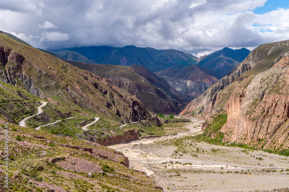 Northern Argentina,  serpentine roads and landscape towards the village of Iruya.