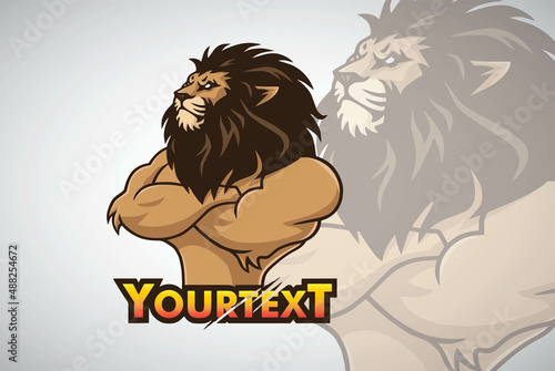 Lion Logo Esports Sport Mascot Character Design Vector Cartoon