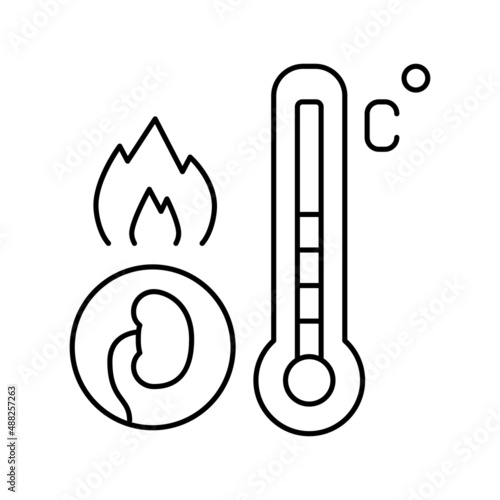 burning pain kidneys line icon vector illustration