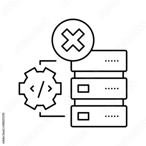 debugging servers line icon vector illustration