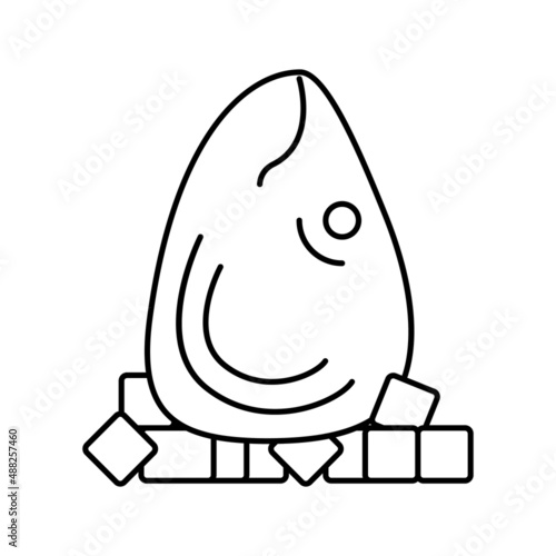 tuna fish head with ice cubes line icon vector illustration