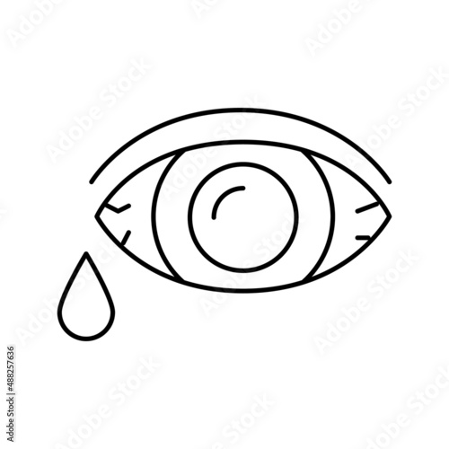 eye flowing tears line icon vector illustration