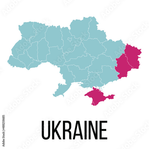 Vector map of Ukraine with disputed areas highlighted