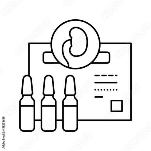 medicaments for kidney treatment line icon vector illustration