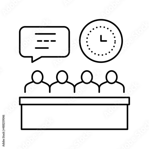 meeting and discussion directors of manufacturing factory line icon vector illustration