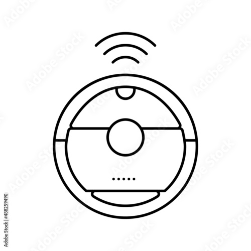 robotic vaccum cleaner line icon vector illustration