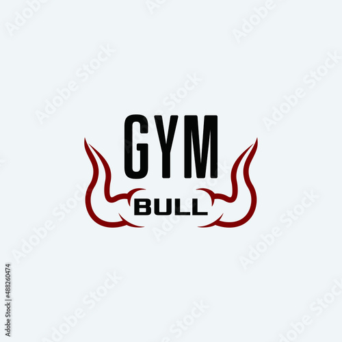 bull horns logo with fitness and gym concept for sport photo