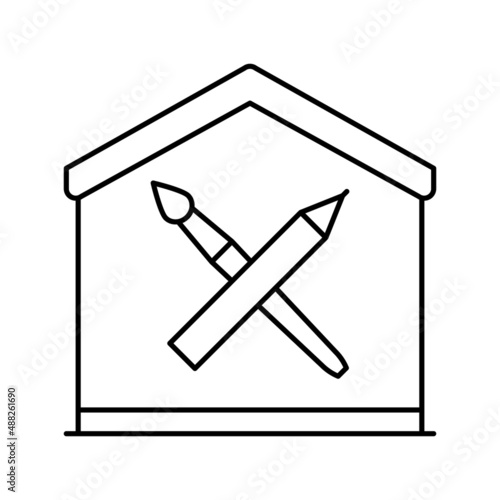 home painting education line icon vector illustration