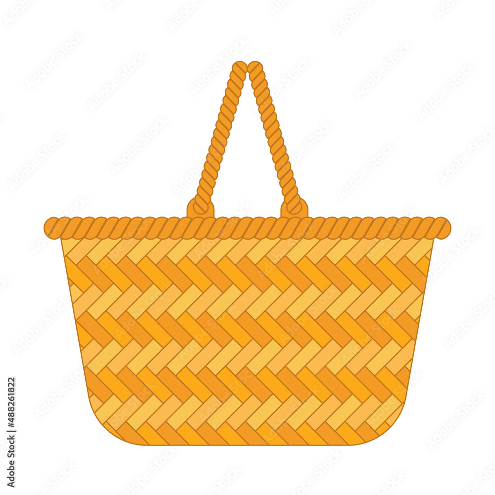 Woven shopping basket vector illustration. Woven shopping basket vector illustration.