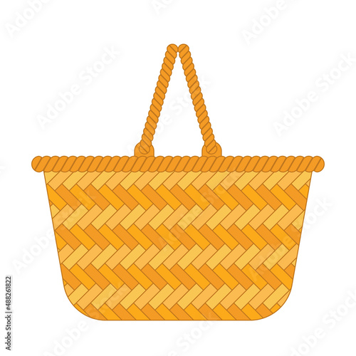 Woven shopping basket vector illustration.